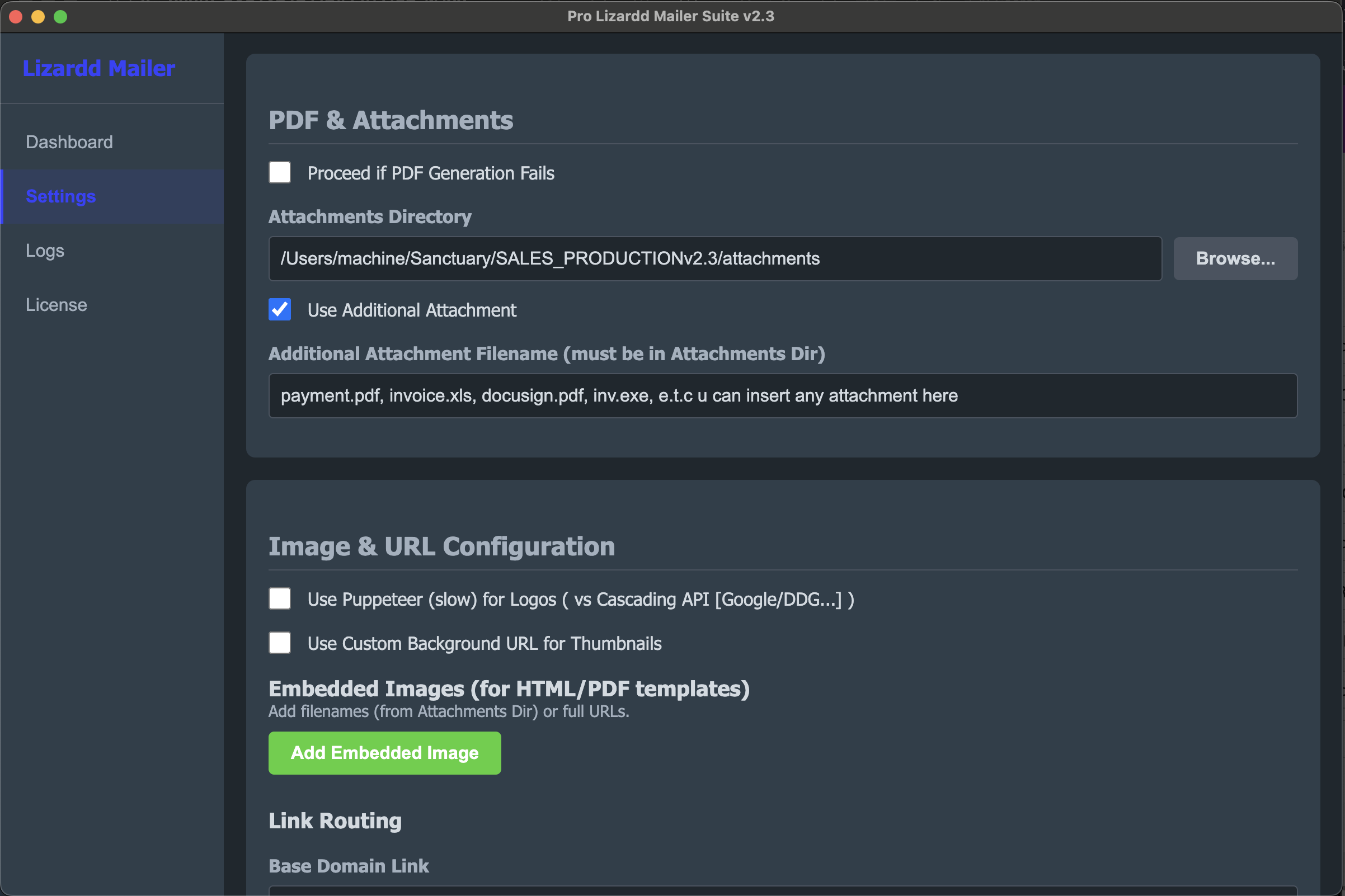 Screenshot of Lizardd Mailer Pro SMTP settings