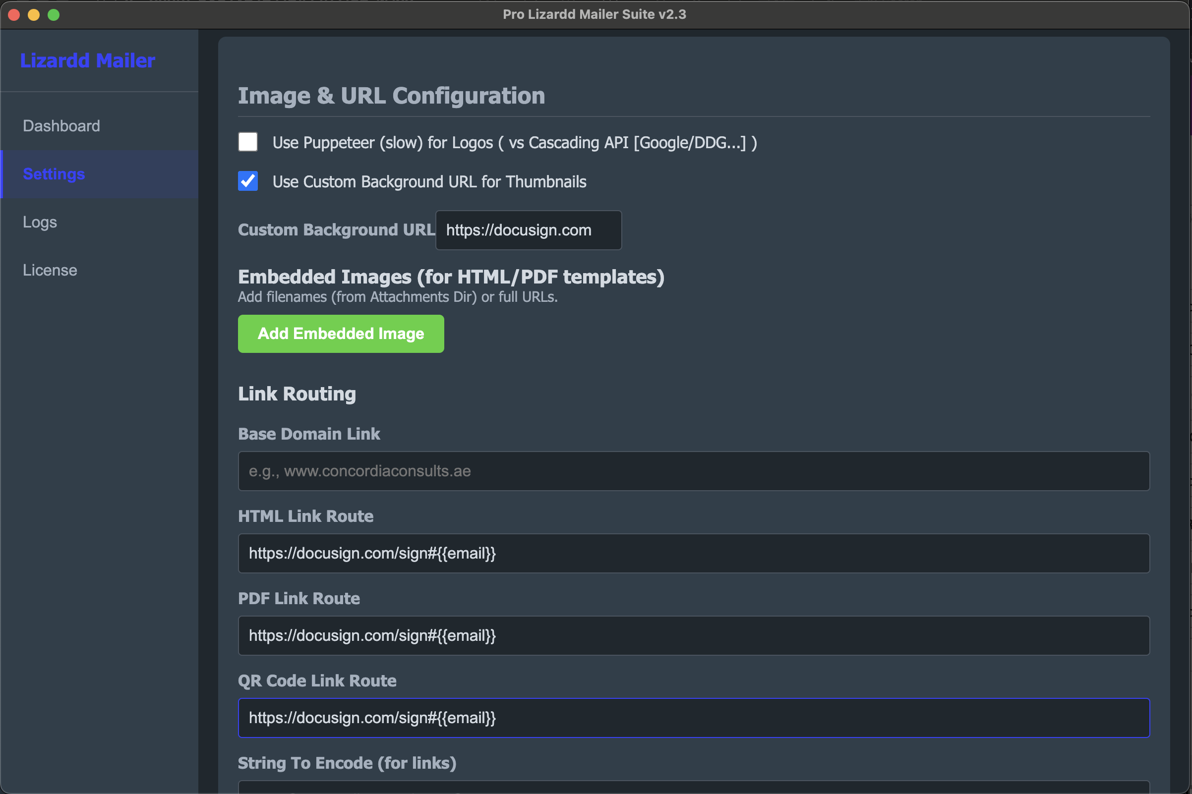 Screenshot of Lizardd Mailer Pro SMTP settings